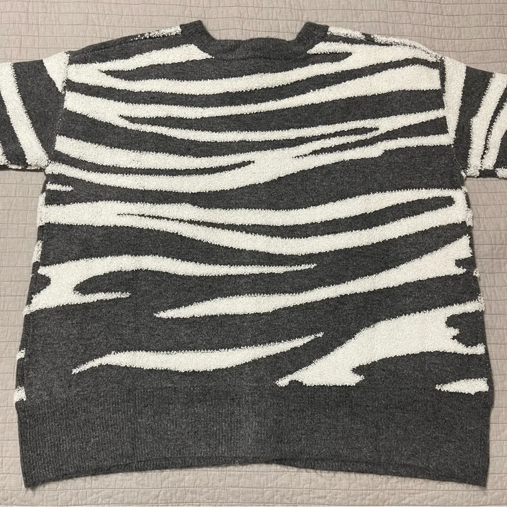 Michael Stars Charcoal Combo Nell Cardigan Zebra Thick Sweater Size 2X - Picture 10 of 10